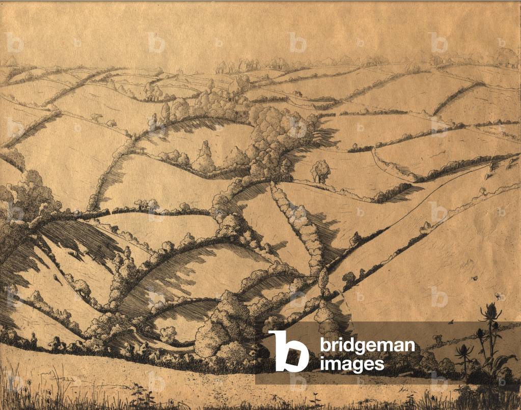 The Cornish Valley, 1925 (etching)