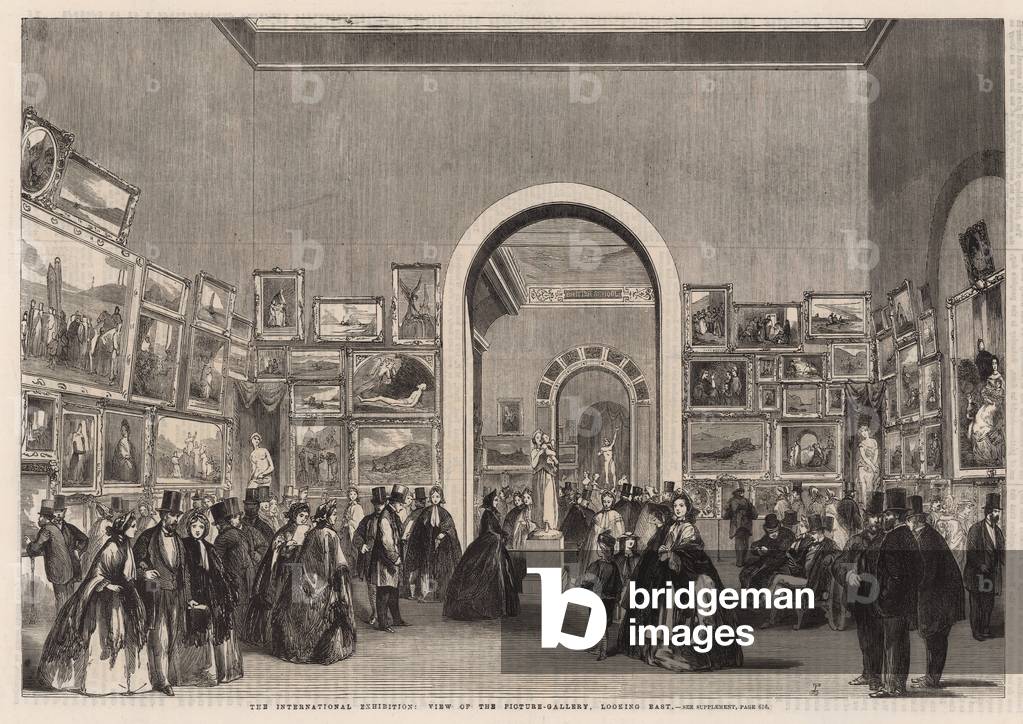 Die Internationale Ausstellung; Blick auf die Bildergalerie nach Osten (Gravur)