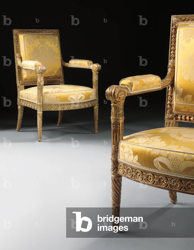 "Ein Paar Empire Giltwood Fauteuils" 1800 von French School