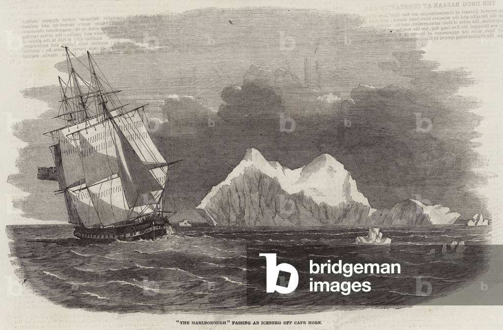 «Il Marlborough» passando un iceberg off Capo Horn (incisione)
