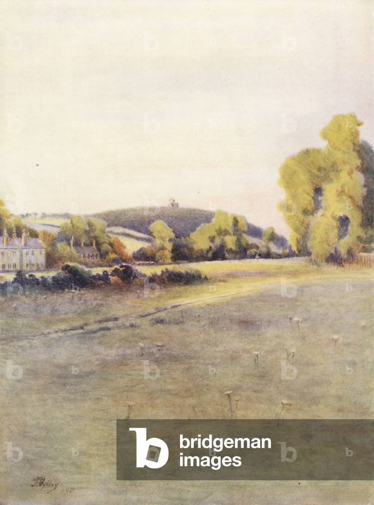 Surrey: Cappella di Santa Marta, da Shalford Common (litografia a colori)