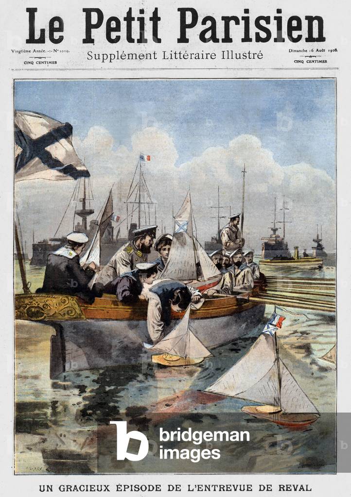 Image of Print depicting Frontpage of french newspaper "Le petit Parisien" august 16 1908