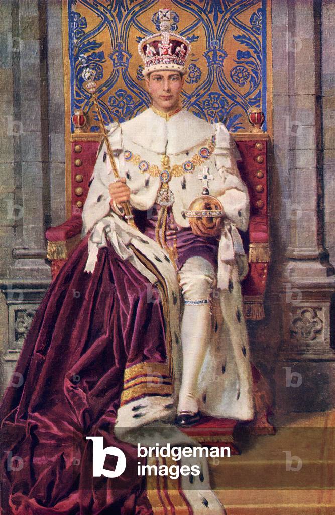 "Il Re in trono e incoronato. George VI" 1937 di Unknown Artist