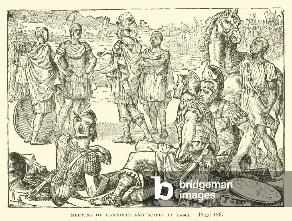 Image of Meeting of Hannibal and Scipio at Zama (engraving) by English