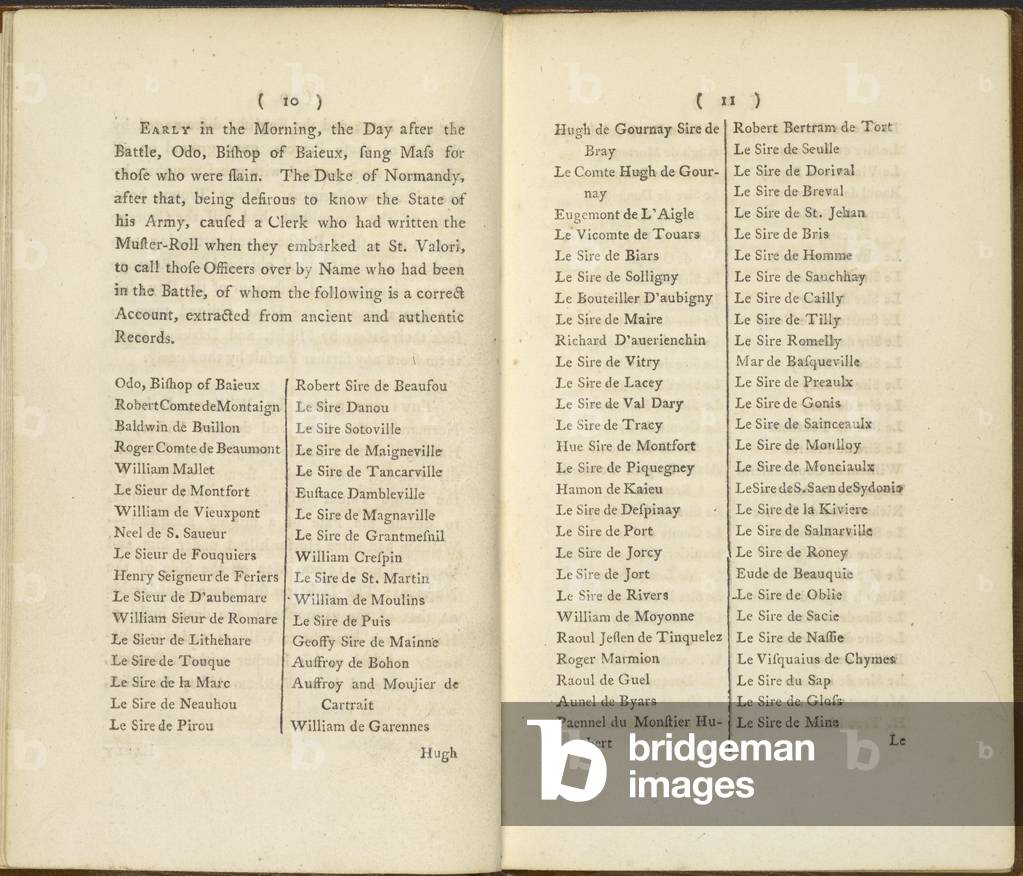 A list of Norman Knights commanded by William the Conqueror, that fought at the Battle of Hastings, 1066.