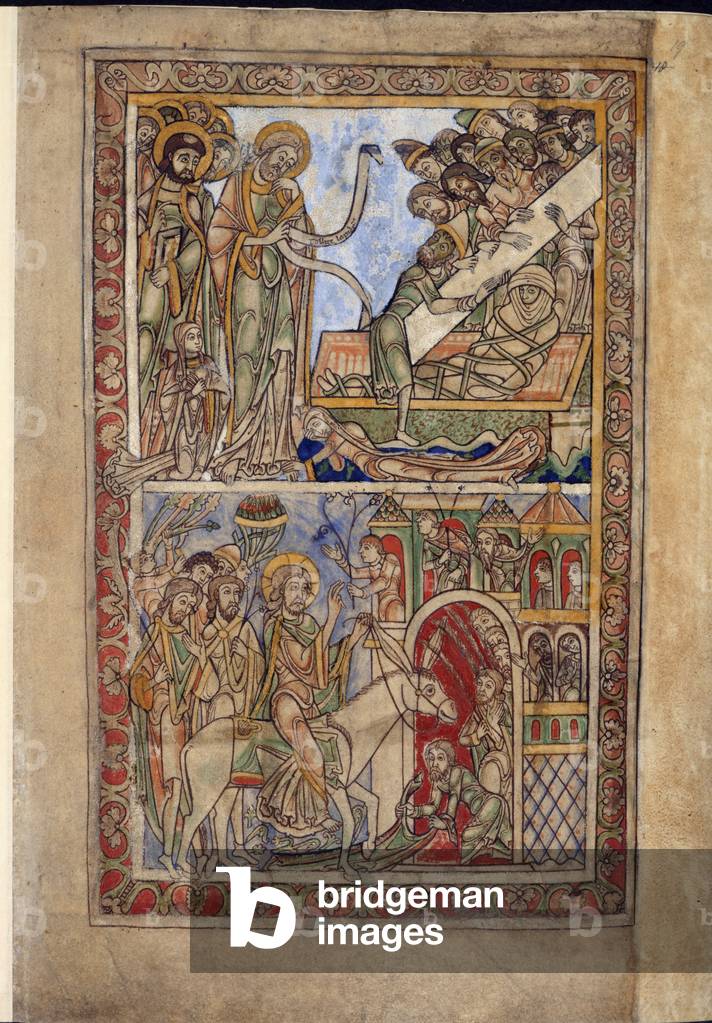 Image of Illumination depicting Lazarus; Entry into Jerusalem and the raising of Jerusalem 1101