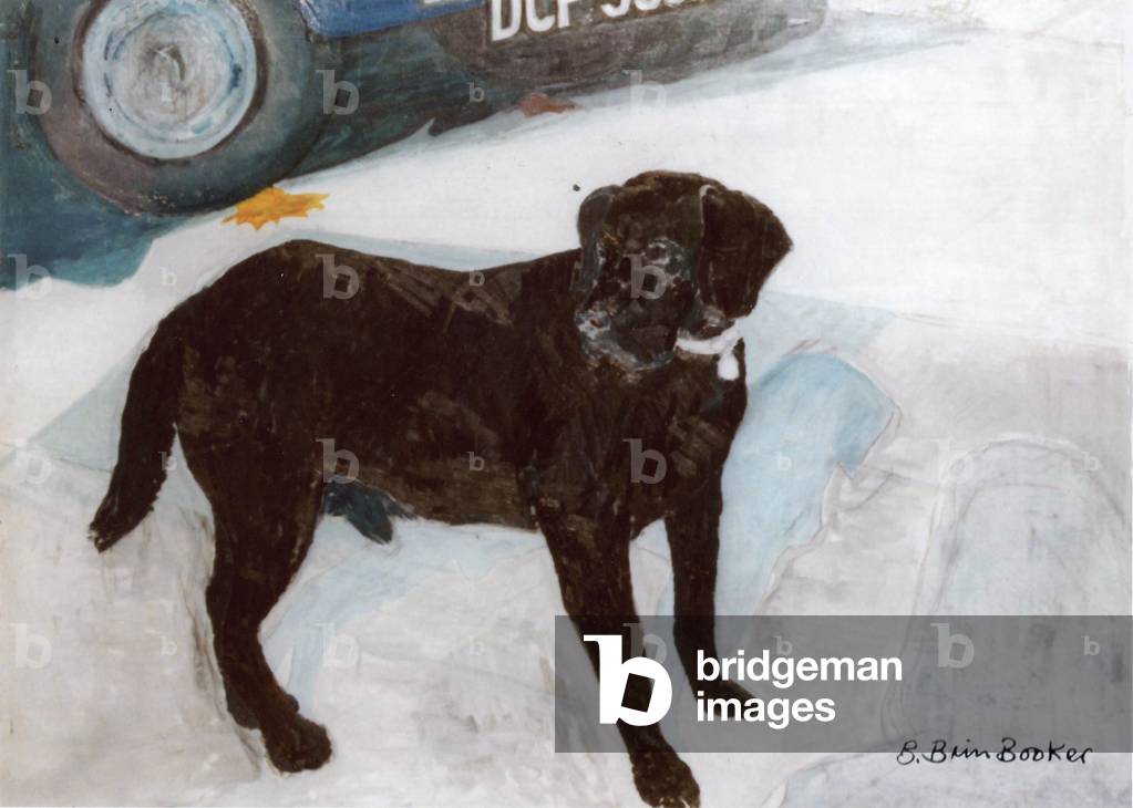 Bild von Gemälde "Rex am Morgen bei der Gebrauchtwagenmenge (Öl auf Leinwand)" von Brenda Brin Booker