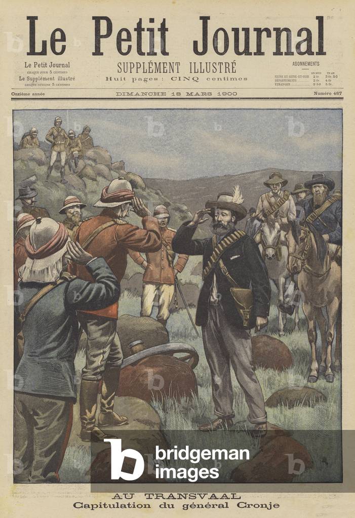 Consegna del generale Cronje al britannico dopo la battaglia di Paardeberg (colore lito)