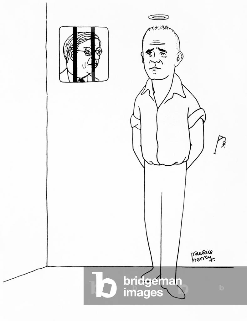 Image de Estampe représentant Jean Genet (litho) par Stephen M. Wiens, b/w