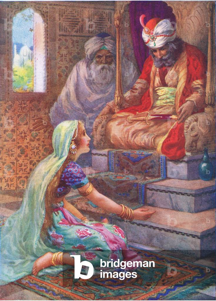 Il nome è Satyavan, illustrazione da 'Childrens Stories from Indian Legends', c.1930 (color lito)