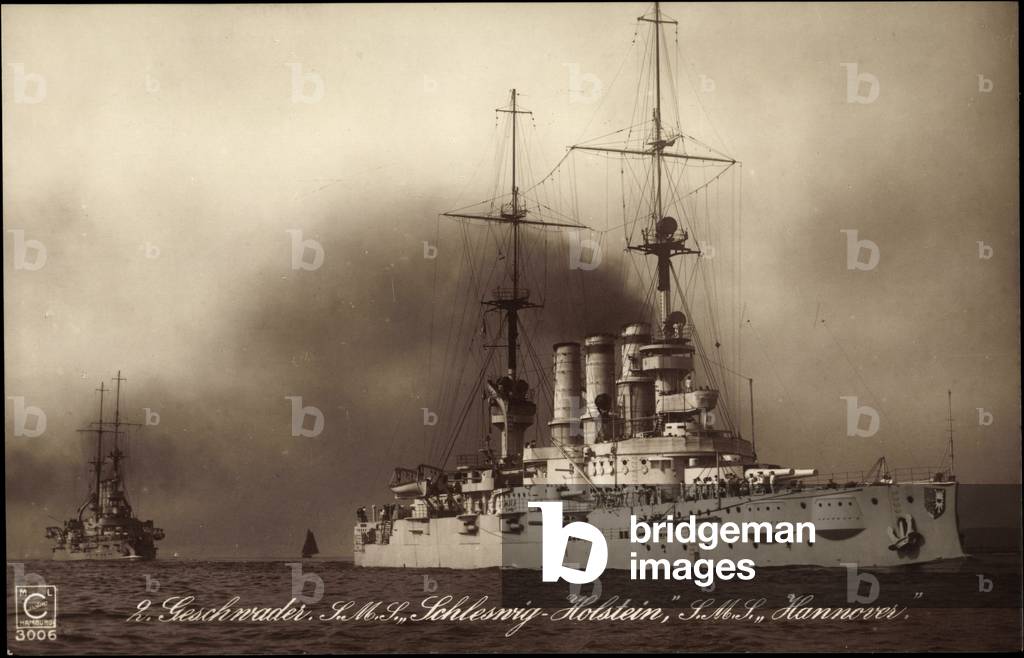 "Kriegsschiff S. M. S. Schleswig Holstein auf See", b/w