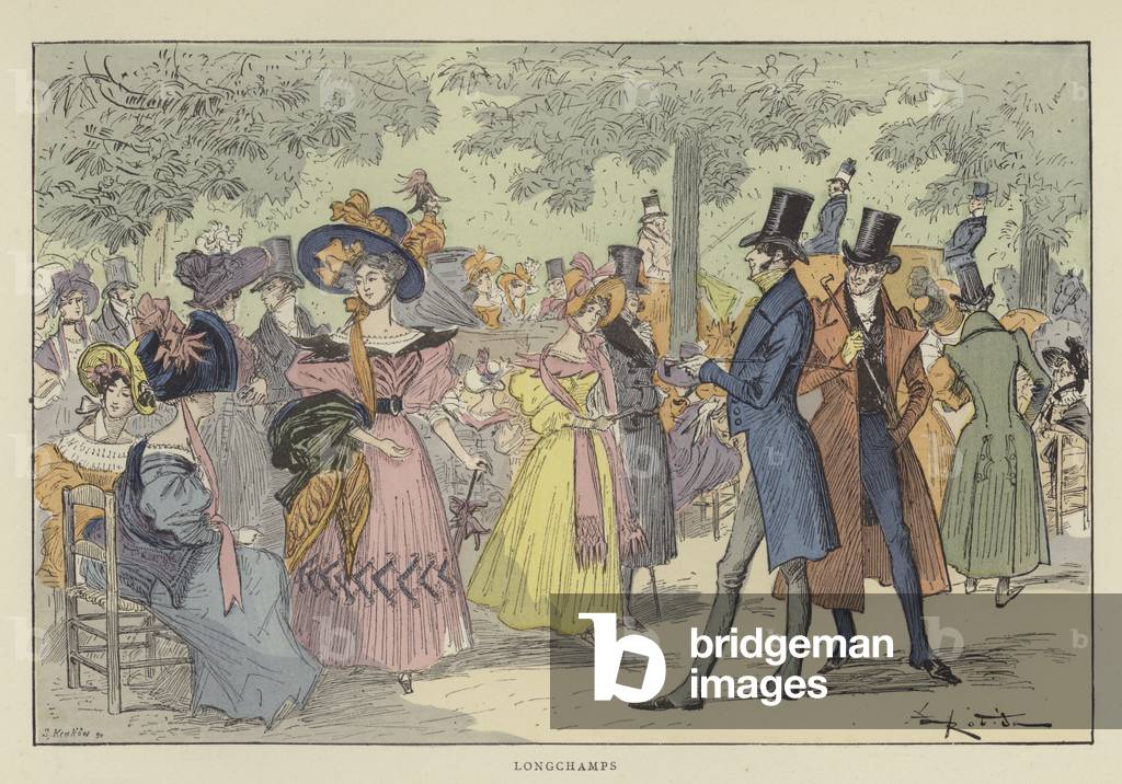 "Longchamps (Farbe litho)" von Albert Robida