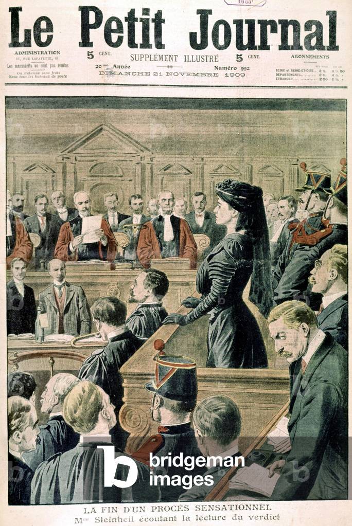 Image de Gravure représentant Mme Marguerite Steinheil lors de son procès écoutant le verdict (elle est accusé