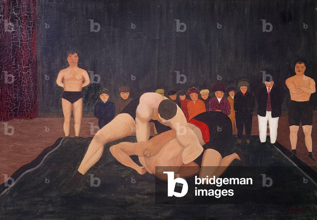 Image de Peinture représentant Les lutteurs (huile sur toile) par Camille Bombois