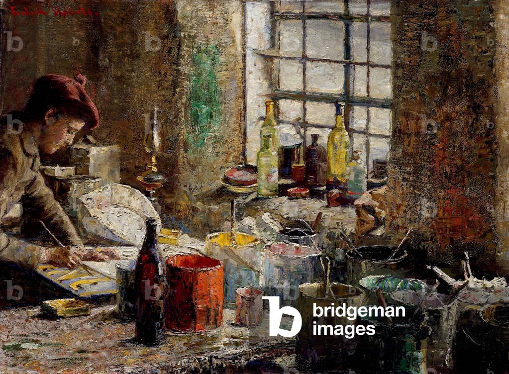 Bild von Gemälde "Die Werkstatt des Malers" 1885 von Fredrik Kolstoe