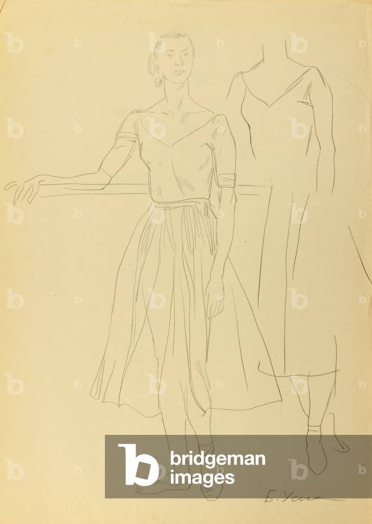 Immagine di Disegno "Ballerina Raisa Struchkova" 1972 di Boris Uspensky, b/w
