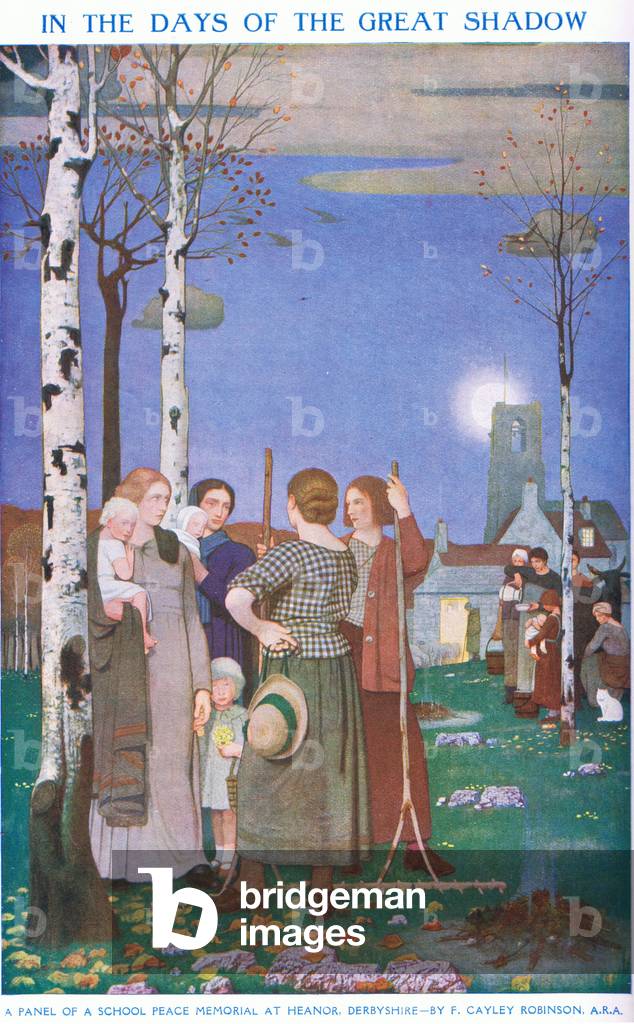 In the days of the great shadow (colour litho) by Frederick Cayley Robinson