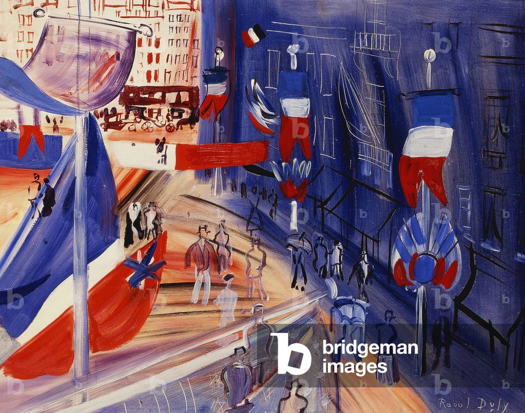 La Strada Awash con American Banners; La rue Pavoisee a la Banniere Americaine, c.1930 (olio su cullato hard b