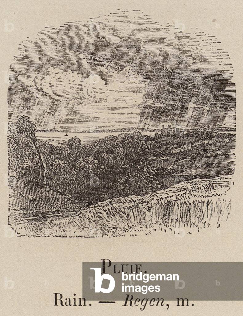 Le Vocabulaire Illustre: Pluie; Pioggia; Regen (incisione)