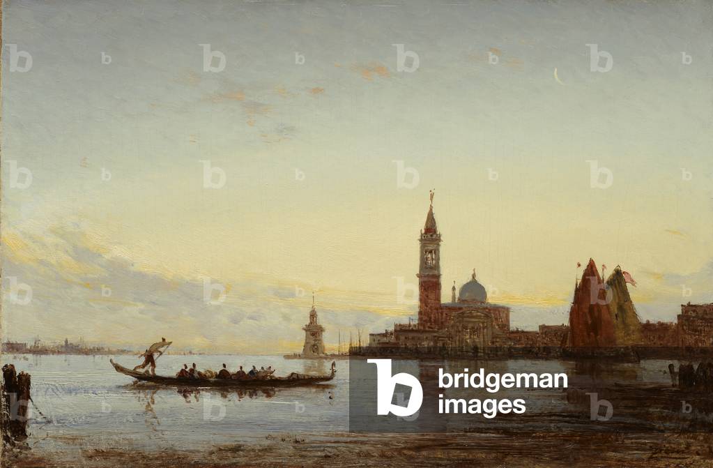 Der Canal Grande, Venedig (Gondel vor San Giorgio), um 1865 (öl auf tafel)