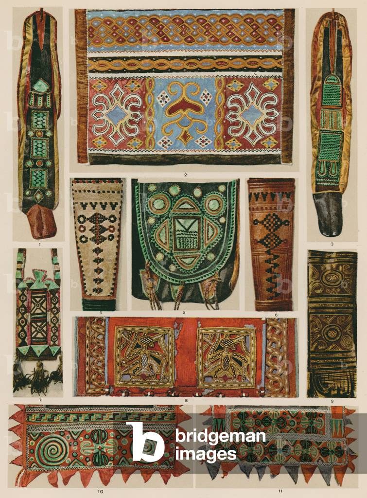 Ornamento: Africa, distretto del Niger, Tempo attuale (lito a colori)