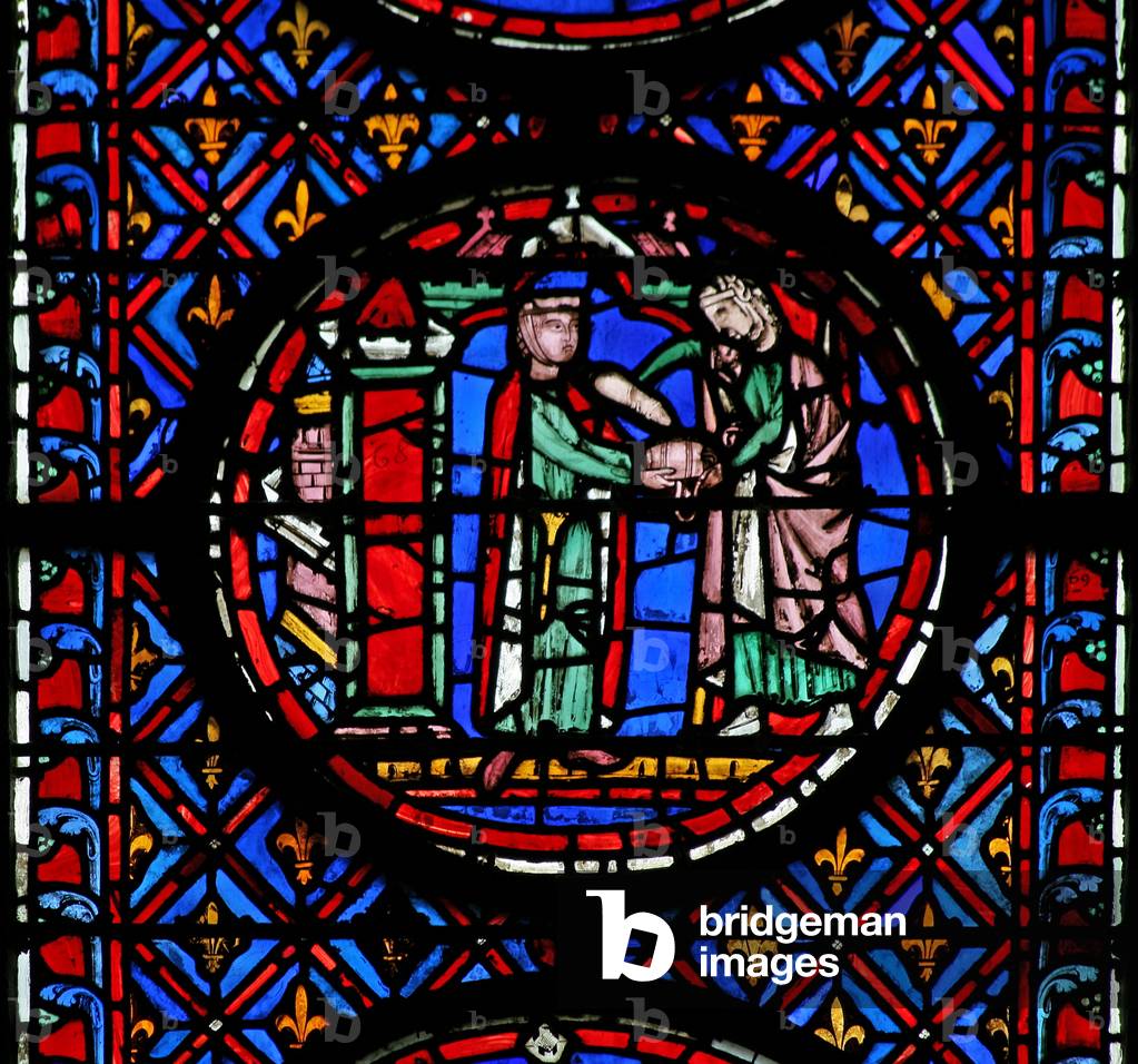 Window w12  Preparations to depart Judith X 5 (stained glass) 1246-48 by French Artist