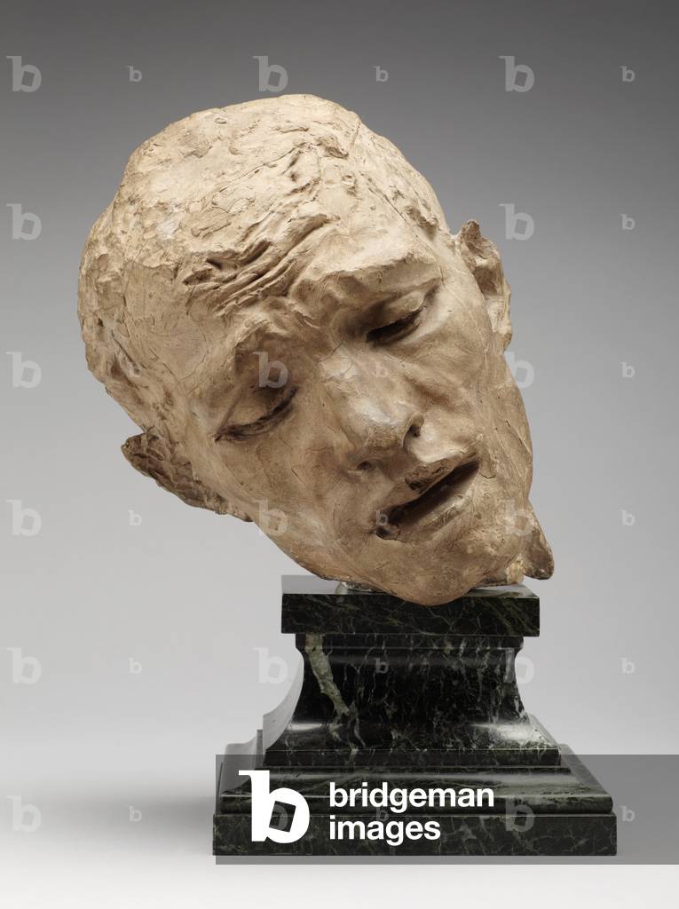 "Testa di Pierre de Wiessant", c.1885 di Auguste Rodin, b/w