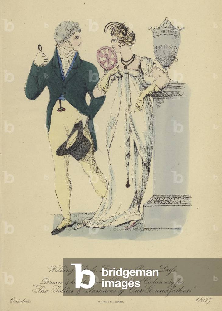 Immagine di Incisione "Abito da passeggio e abito da salotto (incisione colorata)" di English School