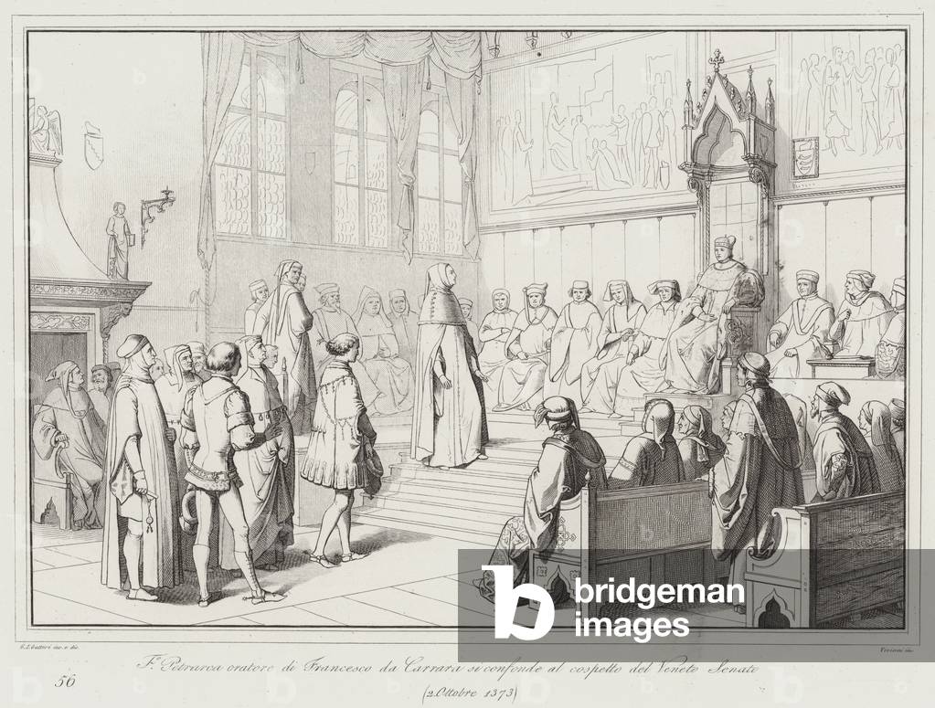 "Francesco Petrarca oratore di Francesco da Carrara si confonde al cospetto del Veneto Senato" 1801 von Italia