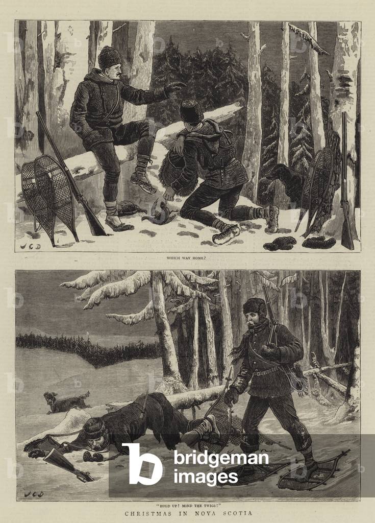 "Natale in Nova Scotia (incisione)" di John Charles Dollman, b/w