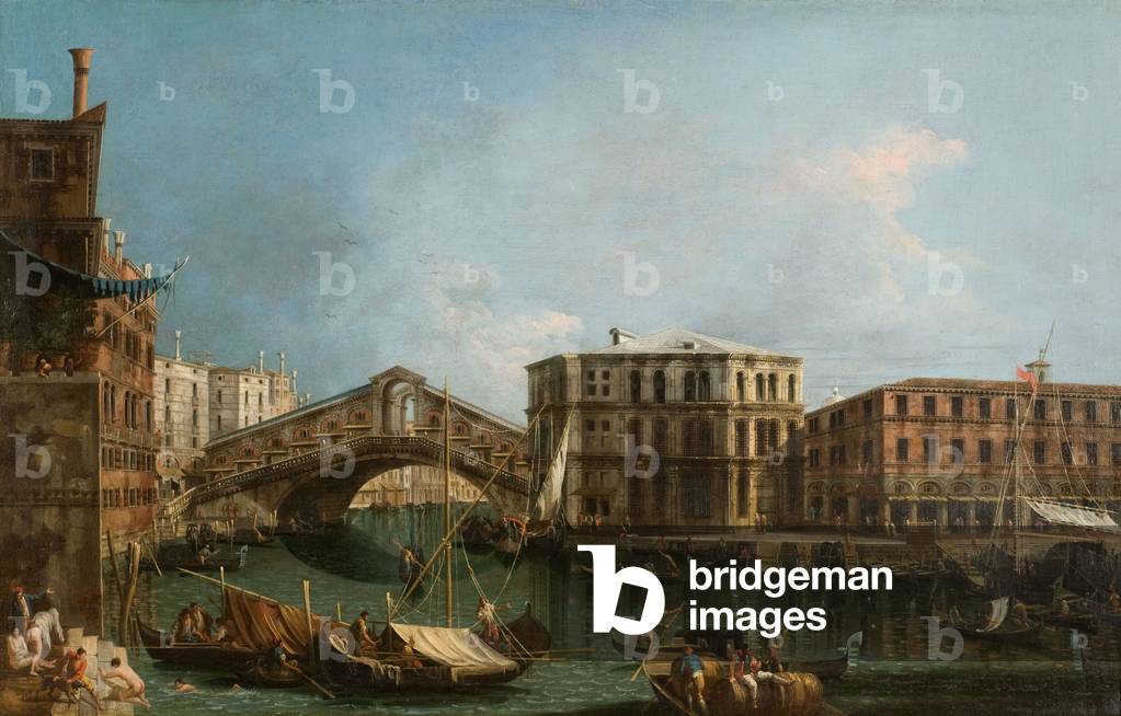 View of the Grand Canal and the Rialto (oil on canvas)