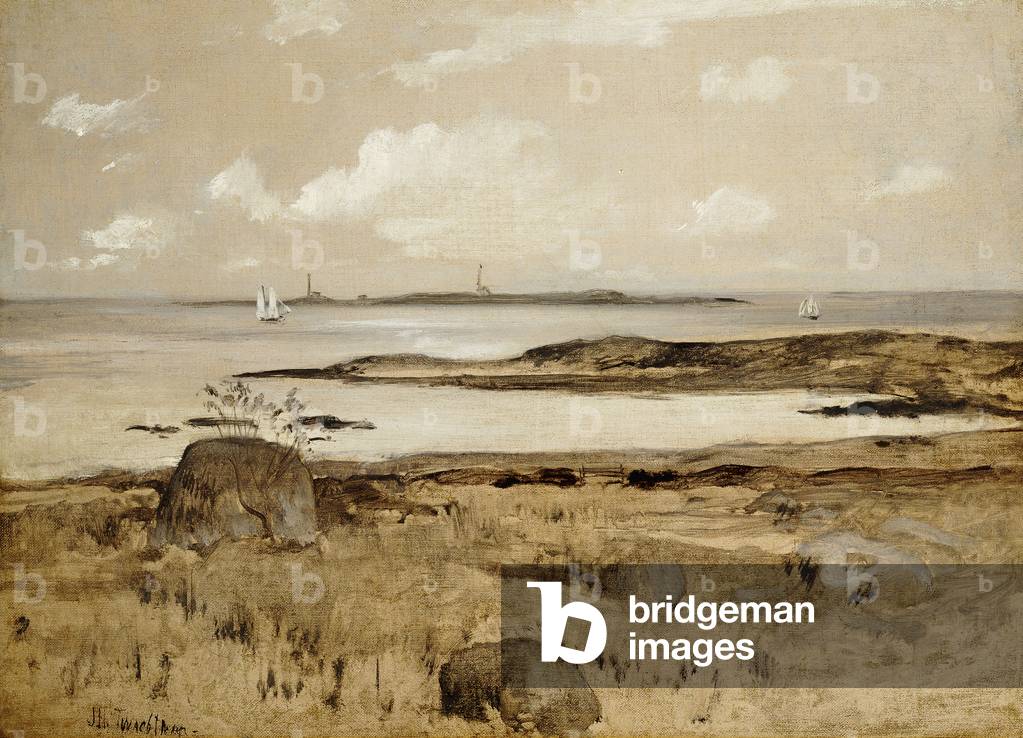 Bild von Gemälde "Gloucester Küste" von John Henry Twachtman, b/w