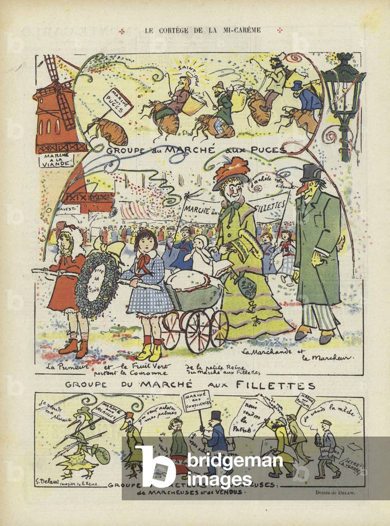 "La processione di mezza Quaresima. Illustrazione per Le Rire (color lito)" di Georges Delaw