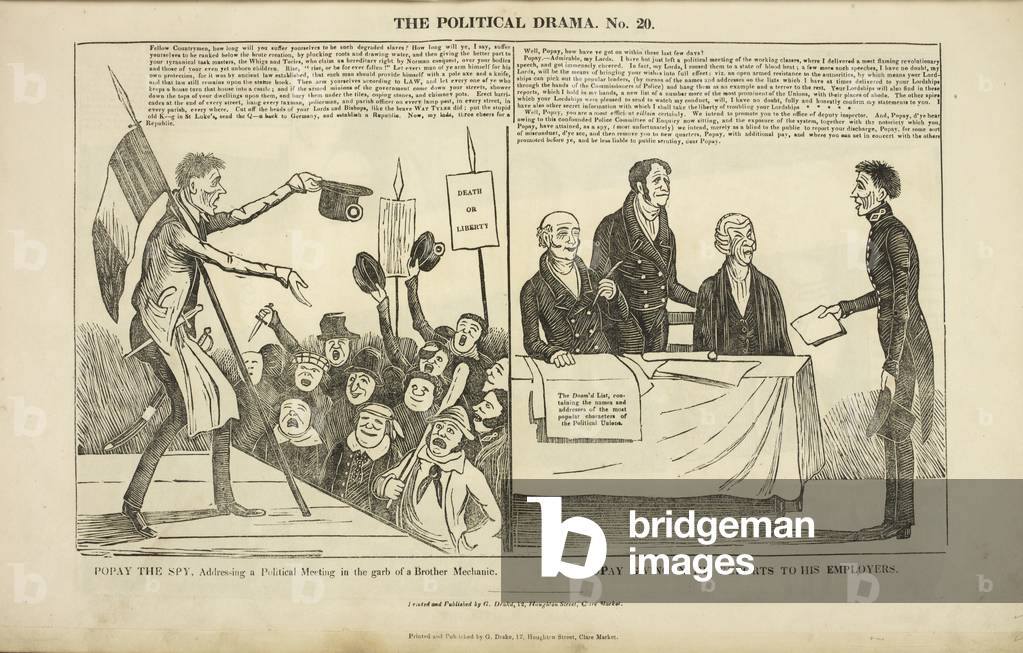 Popay, der Spion, gibt seinen Arbeitgebern seine Berichte.