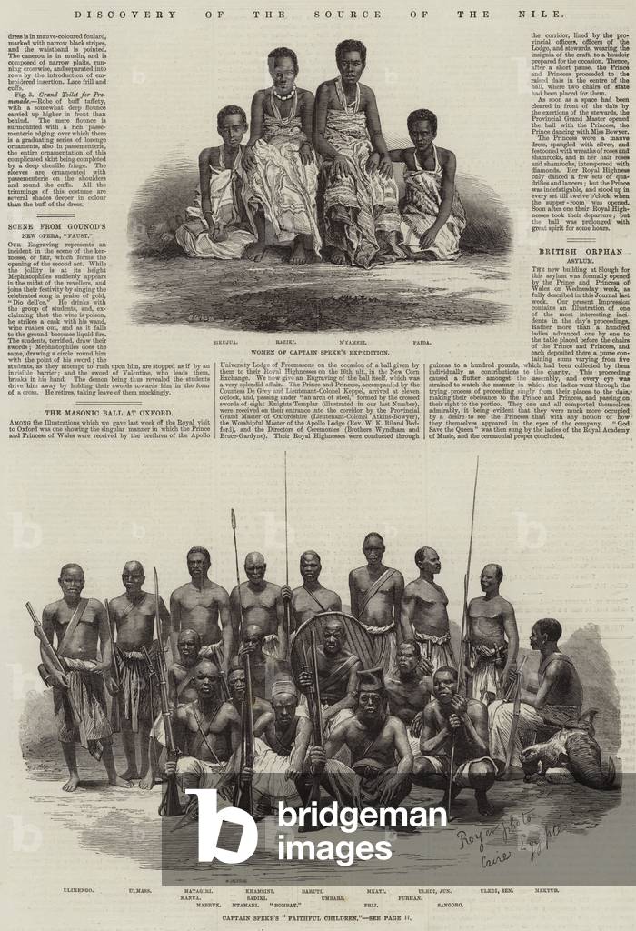 Discovery of the Source of the Nile (engraving) by English Artist