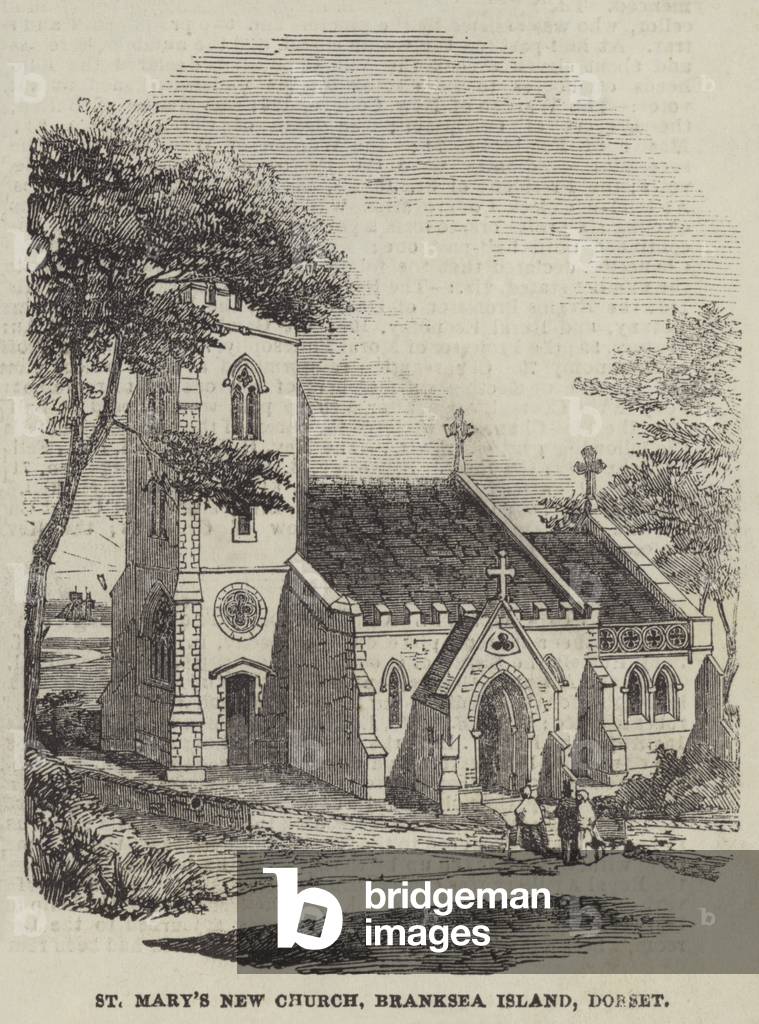 "St Mary's Nuova Chiesa" 1854 di English School, b/w