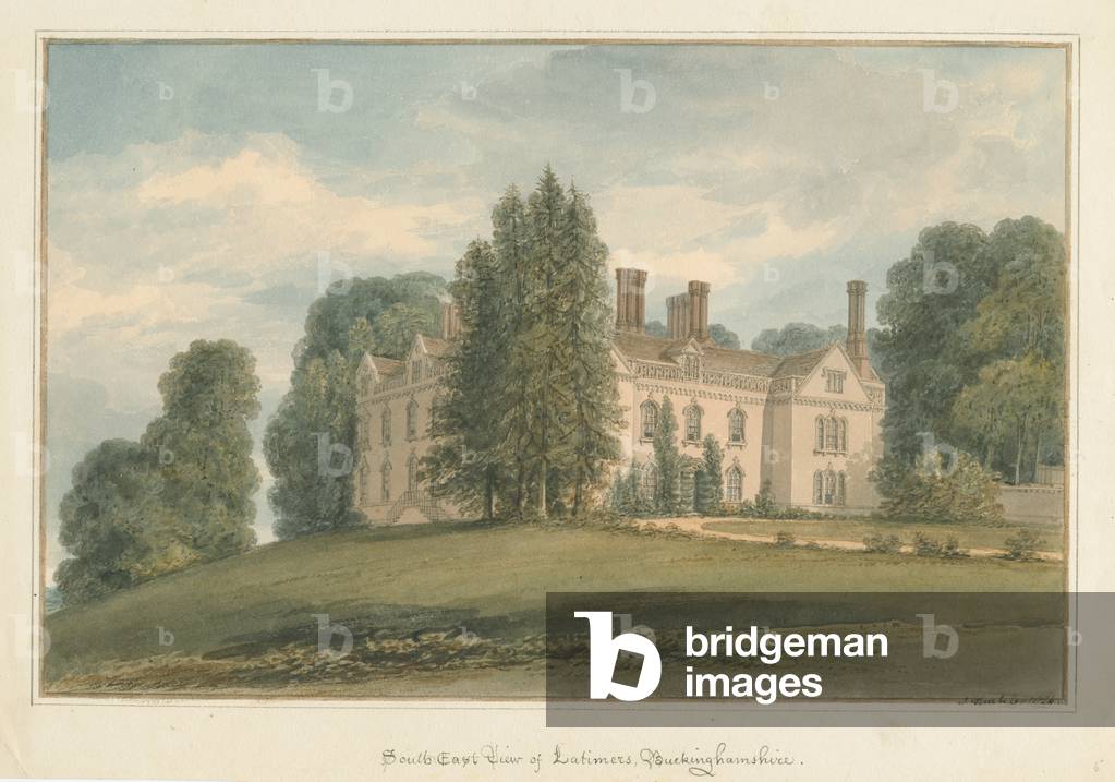 Image of Drawing depicting Buckinghamshire - Latimers Hall 1824 by John Buckler
