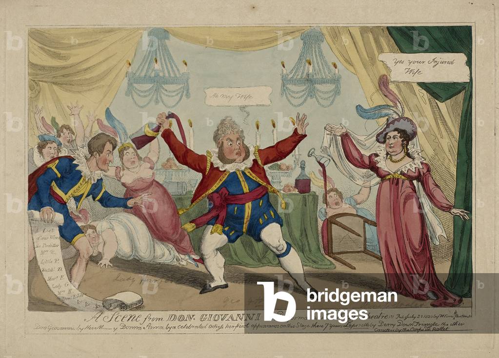 Eine Szene von Don Giovanni, 1820 (handkolorierte Radierung)