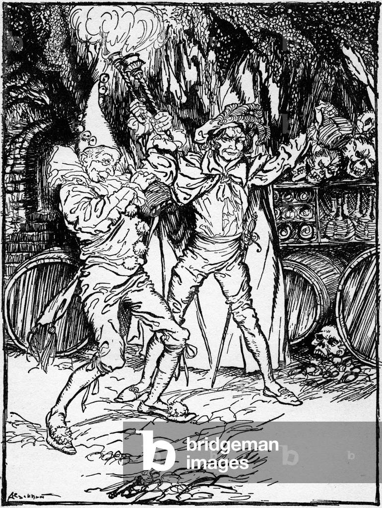 "“The Cask of Amontillado” von Edgar Allan Poe" von Arthur Rackham, b/w