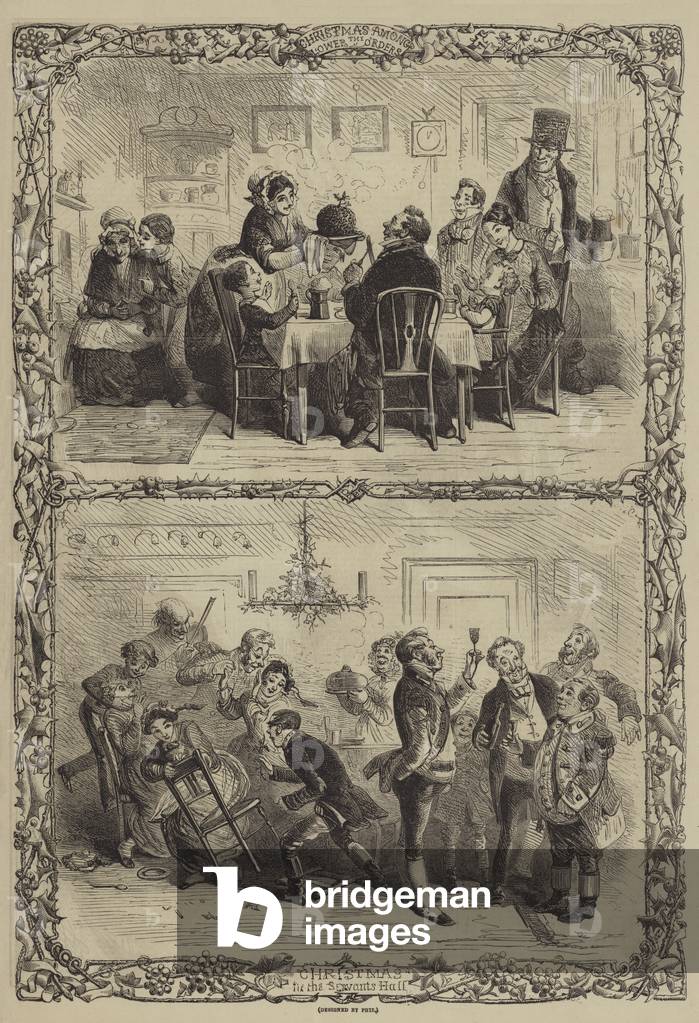 "Weihnachten unter den Unteren Orden (Gravur)" von Hablot Knight Browne, b/w