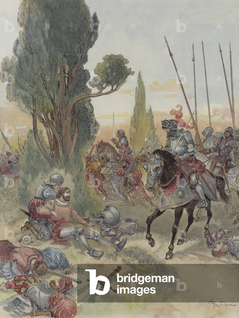 Mort de Bayard (colour litho)