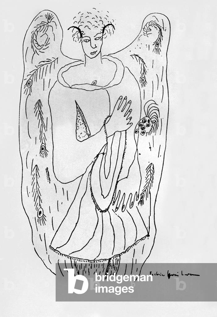 The angel, drawing by Federico Garcia Lorca for "Romancero Gitano" (poems), c. 1930