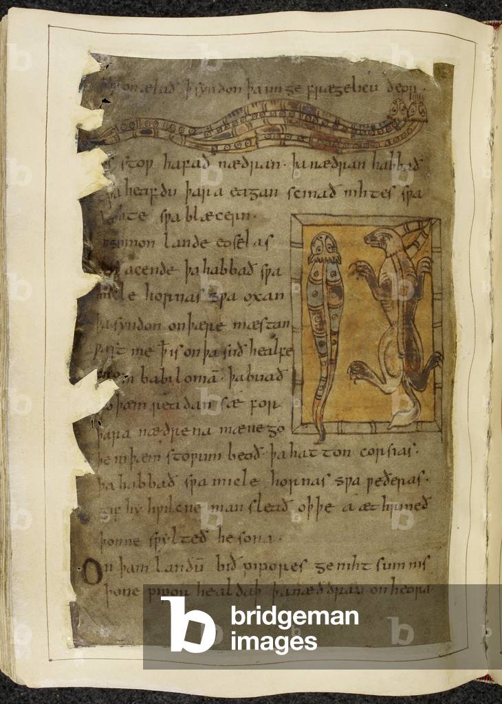 Cotton Vitellius A. XV f.99v by English Artist, b/w