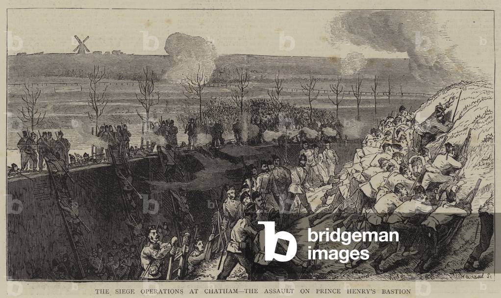 "il assedio operazioni a chatham" di English School, b/w