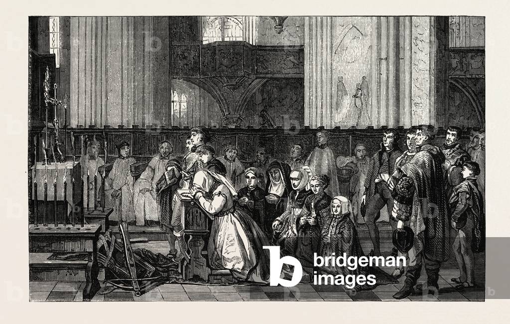 "Salon del 1855. Scuola belga. Le Trentaines De Bertal De Haze" di Baron Leys, b/w