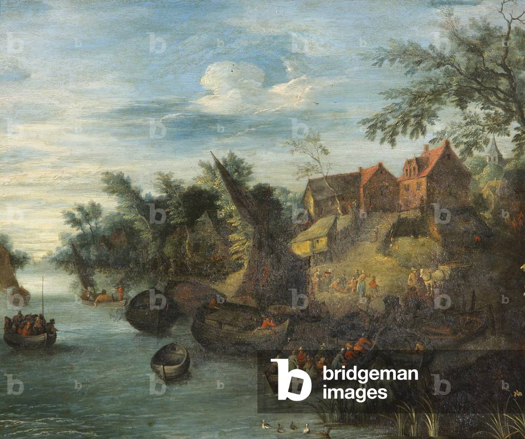"fluss szene mit boote" 1702 von Jan the Elder Brueghel
