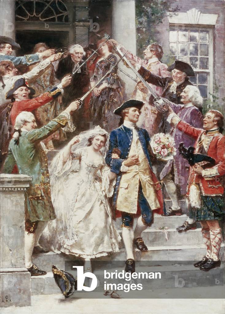 Hier kommt die Braut, Hochzeit von Washington, 1759 (Öl auf Leinwand)