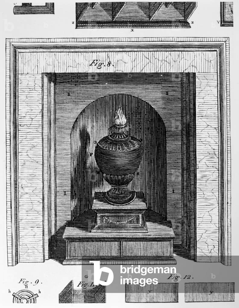 Image of FRANKLIN STOVE Diagram of a stove invented by Benjamin Franklin,