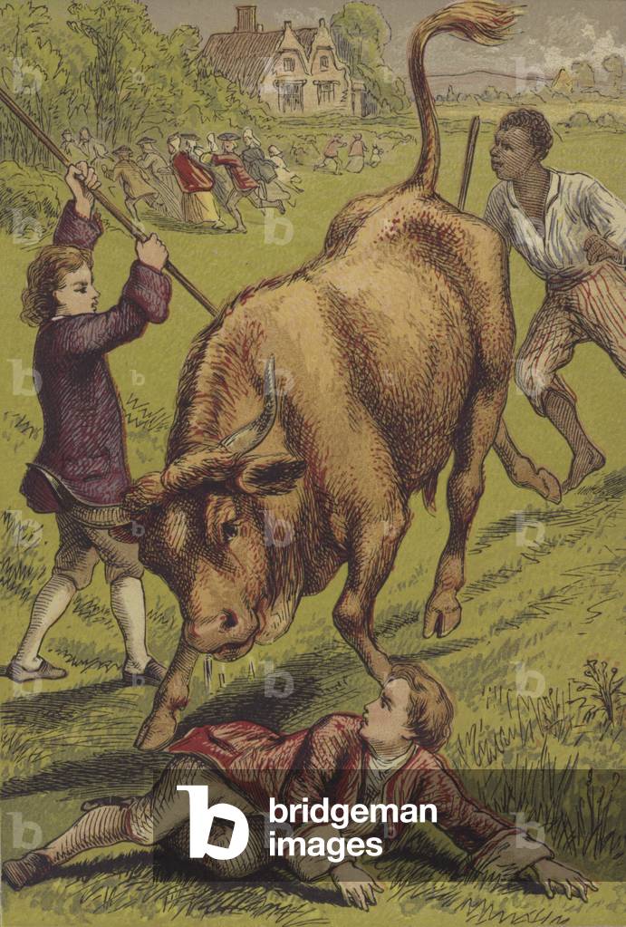 "Illustration für The History of Sandford and Merton (Farbe Litho)" von English School, b/w