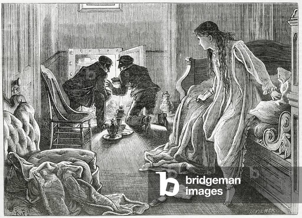 Image of Print depicting "I put up my hand very softly, 1872 by J. Filmer, b/w